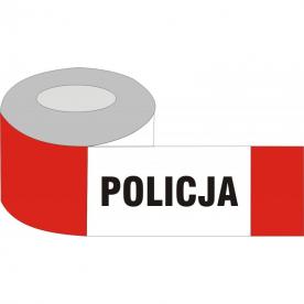 Taśma odgradzająca jednostronna biało-czerwona z napisem POLICJA