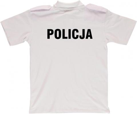 Koszulka POLO biała z napisami POLICJA